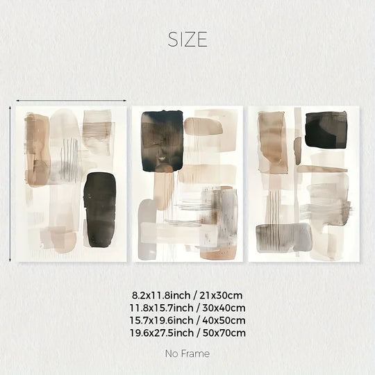 Neutral Tones Abstract Canvas Wall Art Set