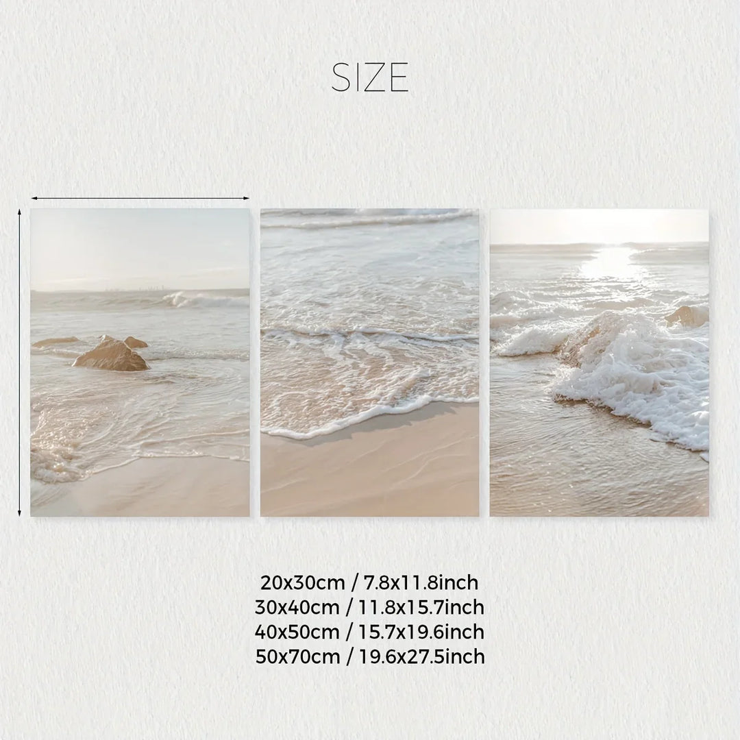 Set of 3 Seaside Sandy Beach Landscape Canvas Wall Art