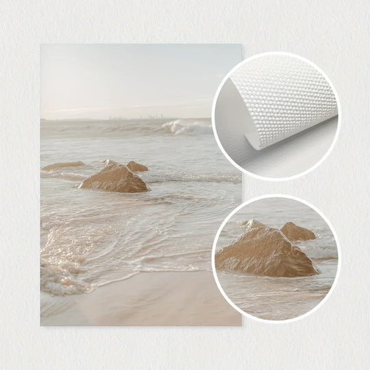 Set of 3 Seaside Sandy Beach Landscape Canvas Wall Art