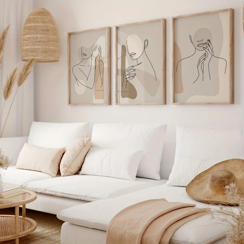 Abstract Line Art Figure Canvas Wall Art Set