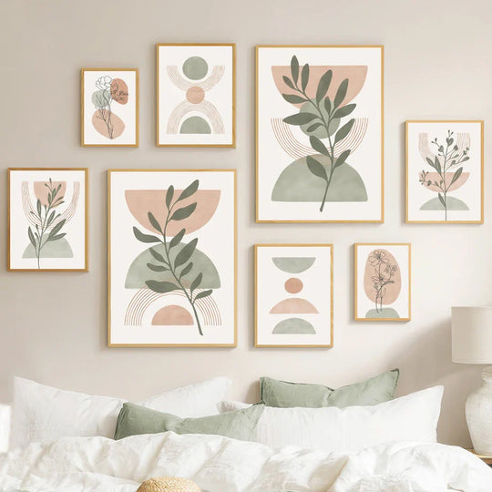 Simple Geometric Abstract Botanical Canvas Wall Art