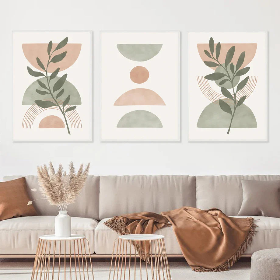 Simple Geometric Abstract Botanical Canvas Wall Art