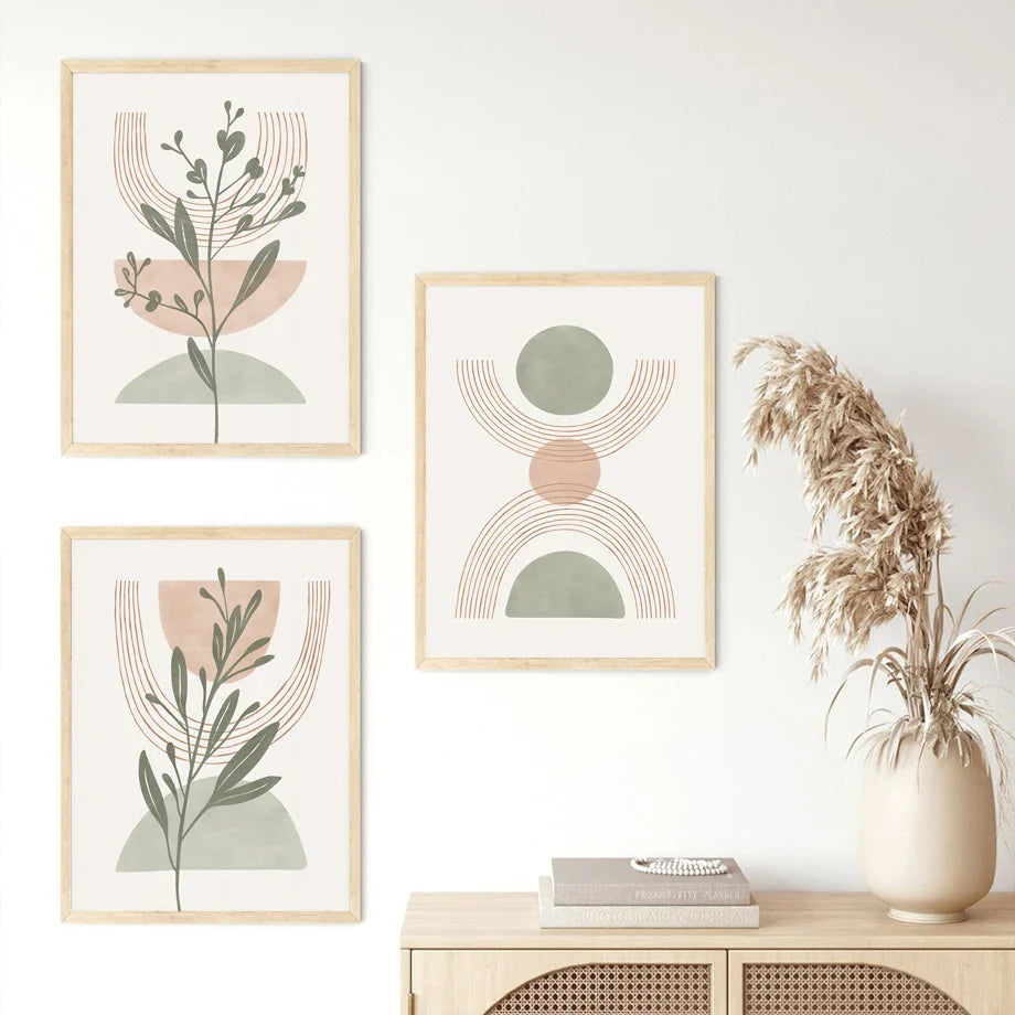Simple Geometric Abstract Botanical Canvas Wall Art