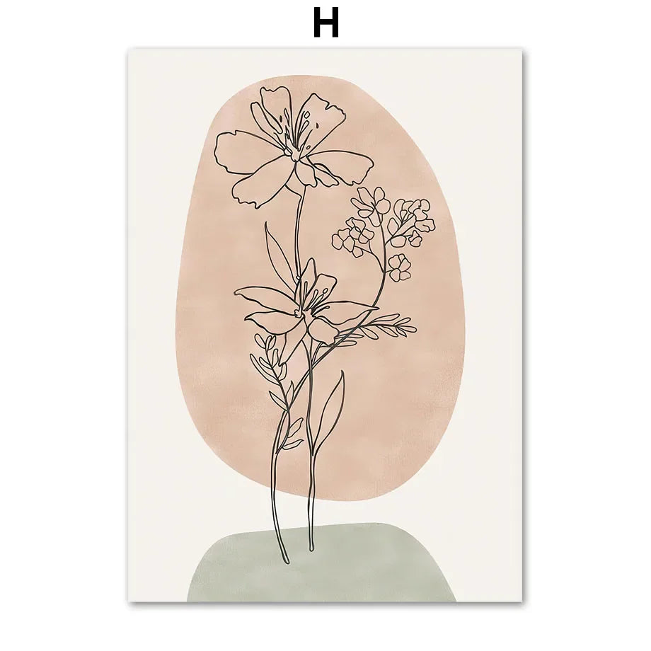 Simple Geometric Abstract Botanical Canvas Wall Art