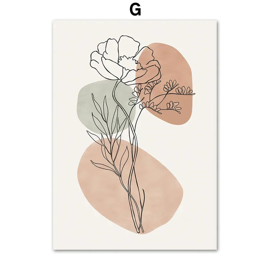 Simple Geometric Abstract Botanical Canvas Wall Art