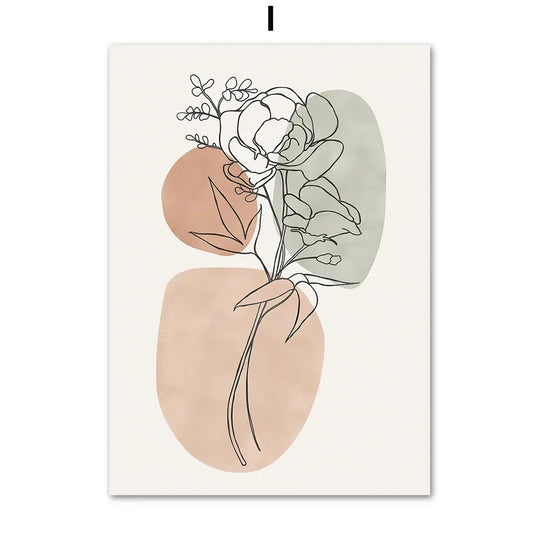Simple Geometric Abstract Botanical Canvas Wall Art
