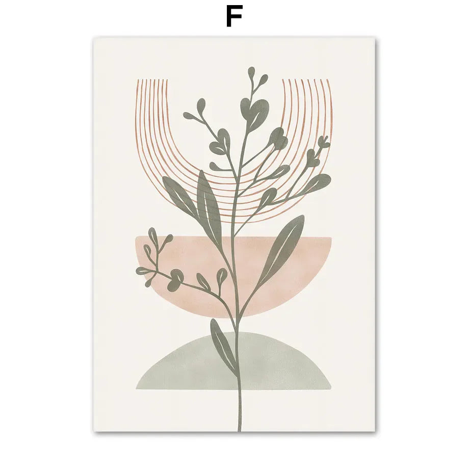 Simple Geometric Abstract Botanical Canvas Wall Art