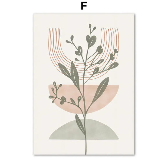 Simple Geometric Abstract Botanical Canvas Wall Art