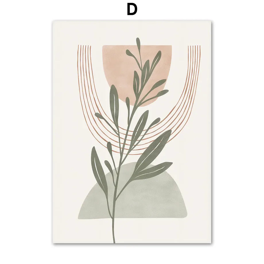 Simple Geometric Abstract Botanical Canvas Wall Art