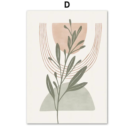 Simple Geometric Abstract Botanical Canvas Wall Art
