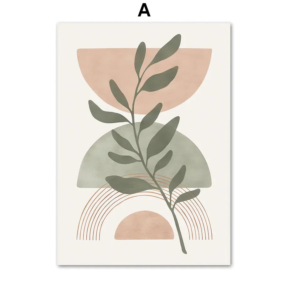 Simple Geometric Abstract Botanical Canvas Wall Art