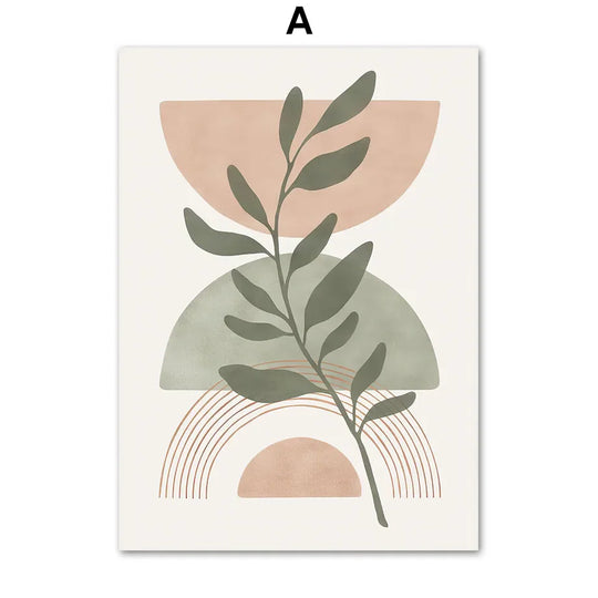 Simple Geometric Abstract Botanical Canvas Wall Art