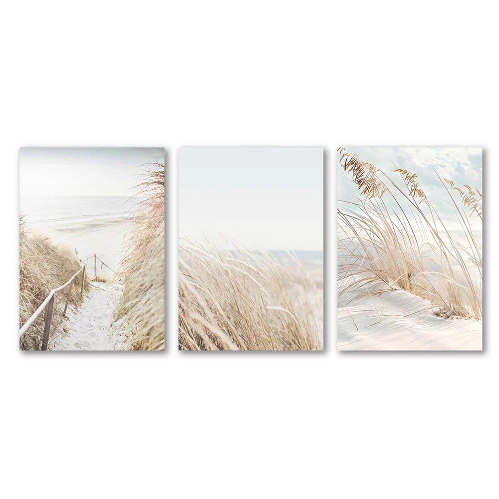Summer Seascape Coastal Landscape Canvas Wall Art Set of 3