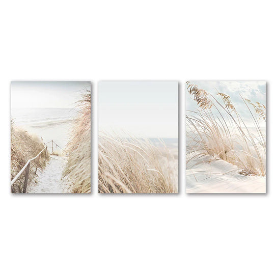 Summer Seascape Coastal Landscape Canvas Wall Art Set of 3
