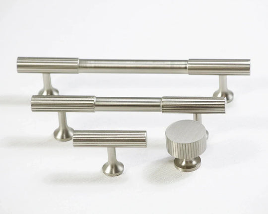 Nickel Brass Art Deco Cabinet Knobs and T-Bar Handles – Brushed Silver Pulls for Furniture