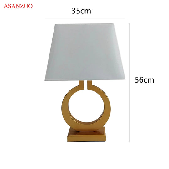 Luxury Gold Fabric Table Lamp for Living Room & Bedroom