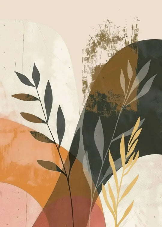 Rustic Abstract Botanical Still Life Floral Canvas Wall Art