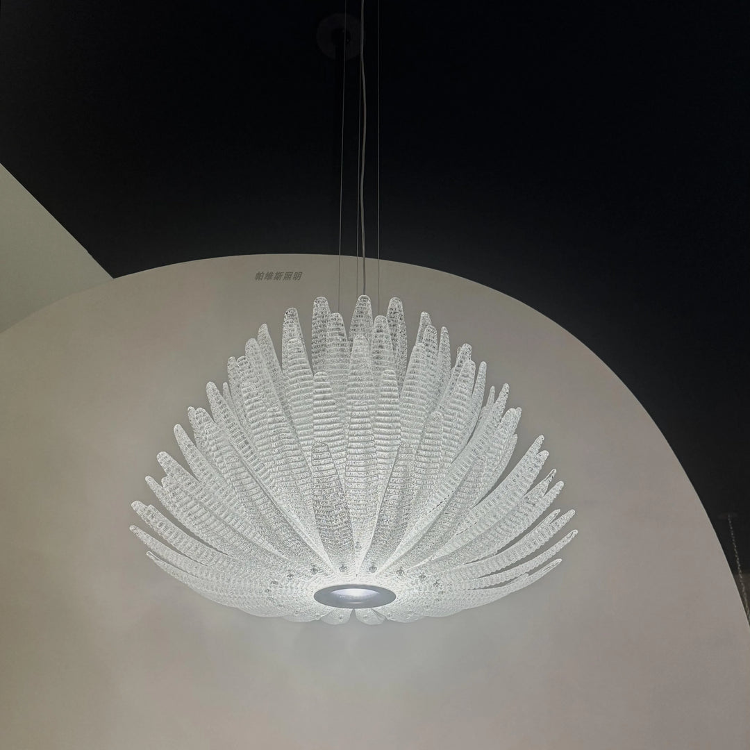 Designer Agave Murano Glass Chandelier with Vintage Gold Floral Detail