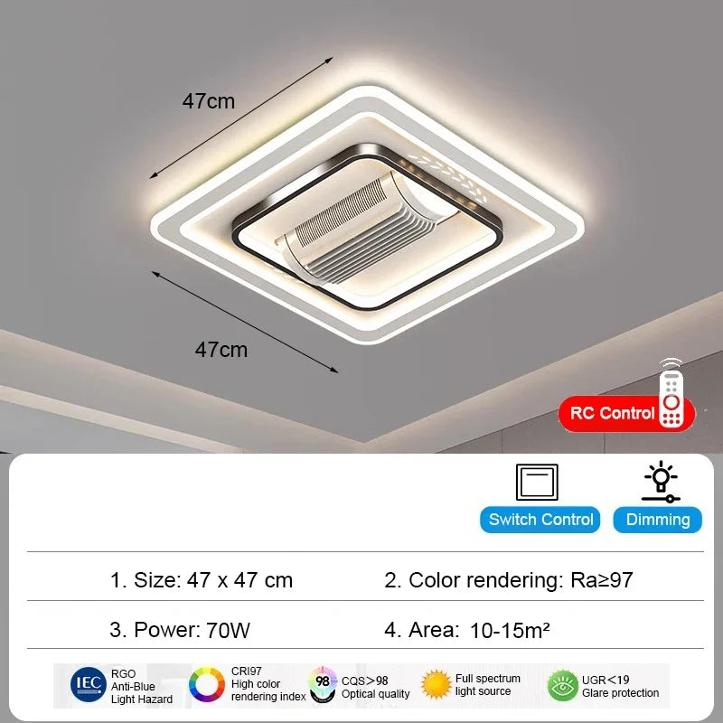 Charlotte Invisible Bladeless LED Ceiling Fan Light – Remote
