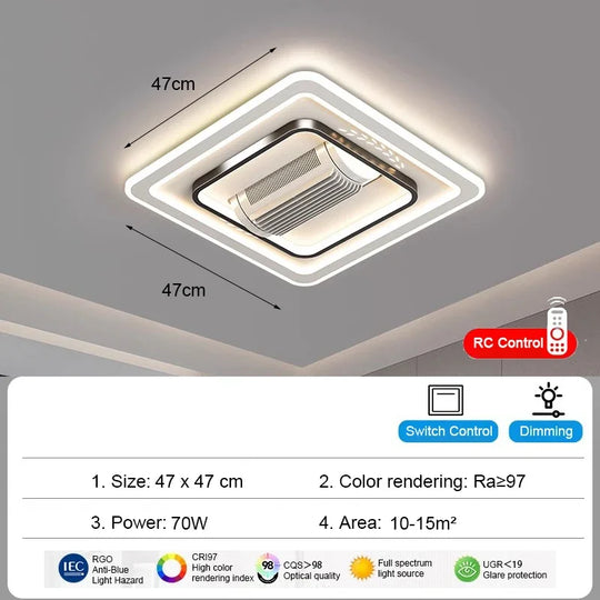 Charlotte Invisible Bladeless LED Ceiling Fan Light – Remote