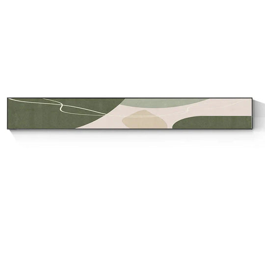 Slim Wide Format Green Beige Abstract Canvas Wall Art