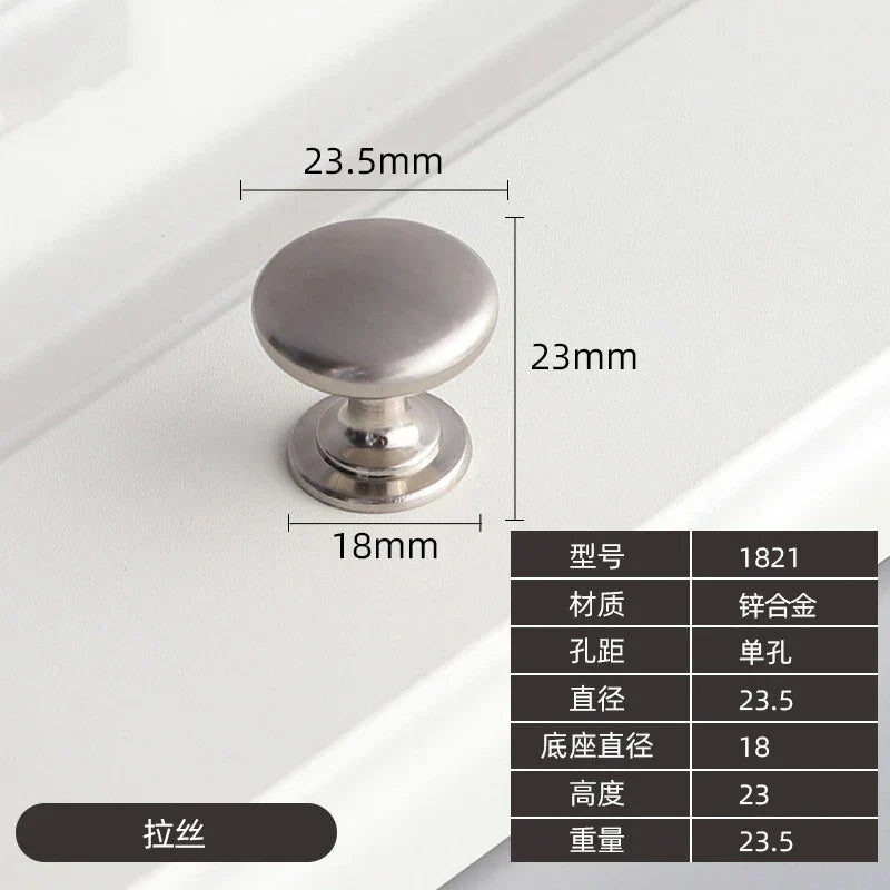 Modern Zinc Alloy Drawer Knobs – Single-Hole Cabinet Handles