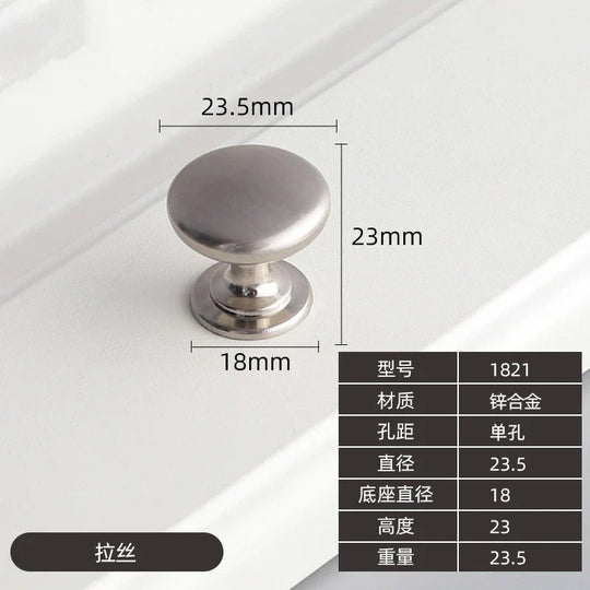 Modern Zinc Alloy Drawer Knobs – Single-Hole Cabinet Handles