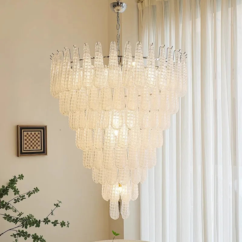 Villa Duplex Handmade Glass Pendant Light – Luxury High-Ceiling Chandelier