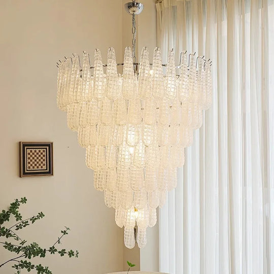 Villa Duplex Handmade Glass Pendant Light – Luxury High-Ceiling Chandelier
