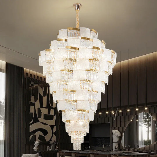 Luxury Crystal Chandelier – Modern High-Ceiling Pendant for Villa Stairwell
