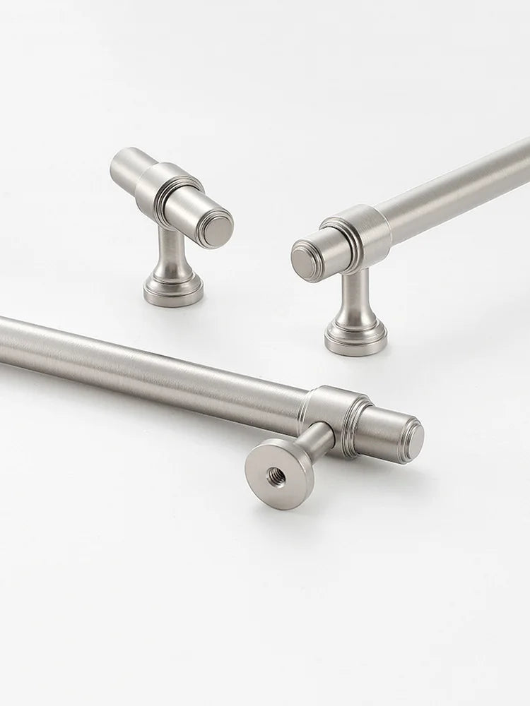 Brushed Nickel Brass Furniture Handles – Matte Silver Pulls and Bars for Cabinets and Drawers