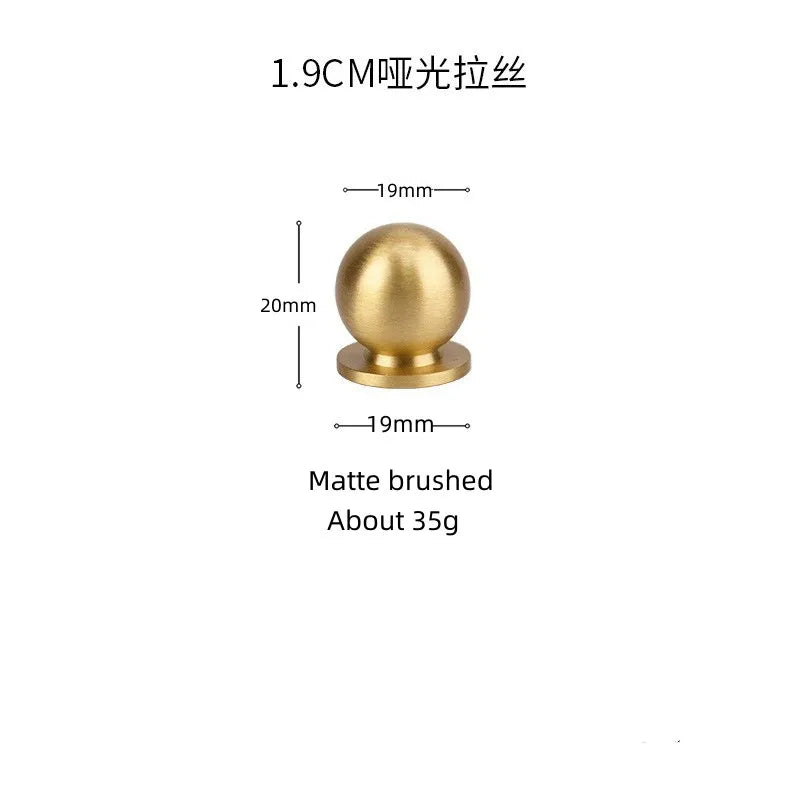 Solid Brass Ball Cabinet Knobs – Vintage Single-Hole Handles