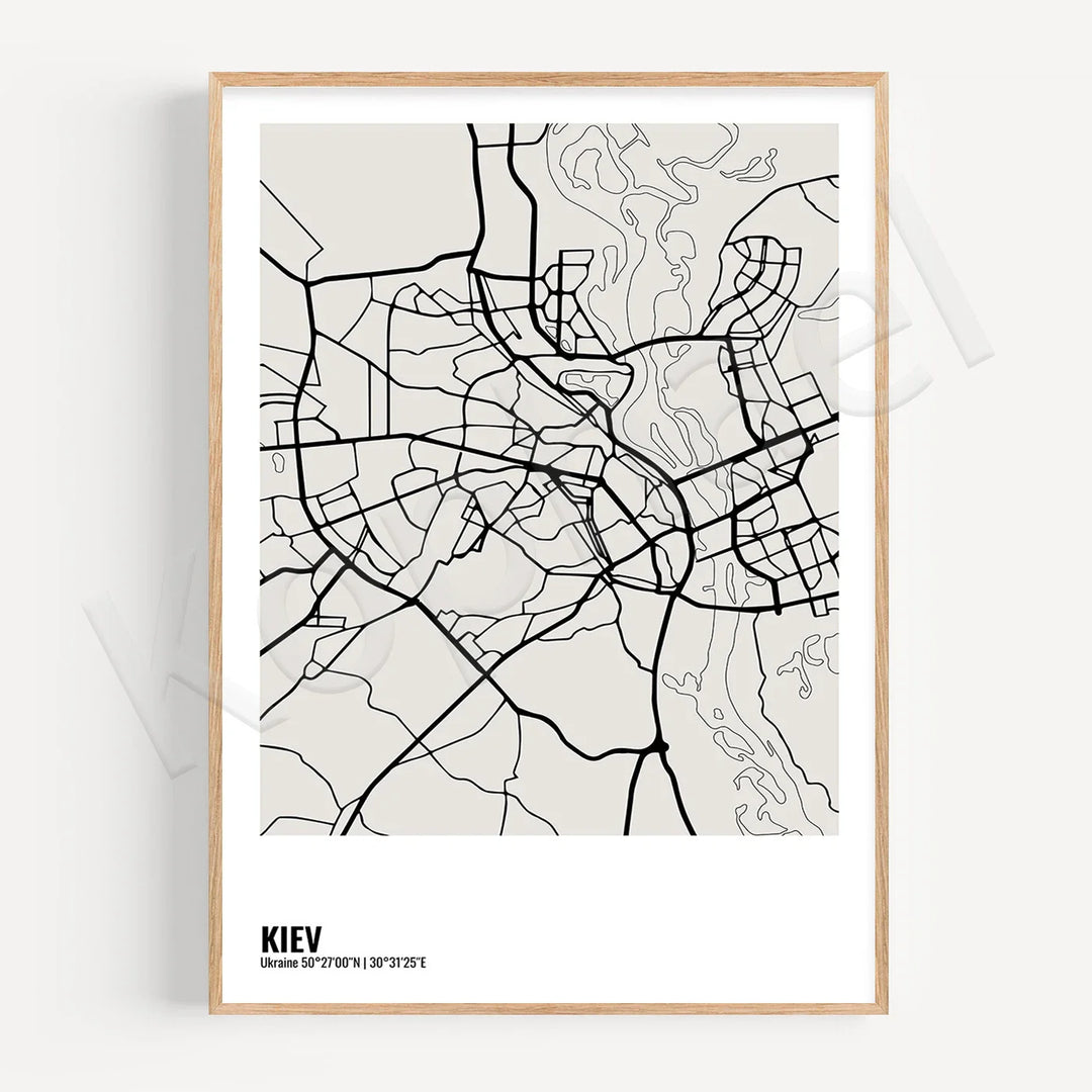 Minimalist Black White City Map Wall Art Canvas Print