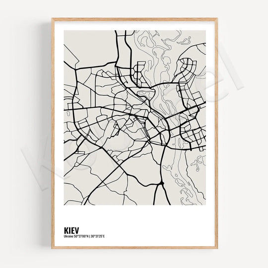 Minimalist Black White City Map Wall Art Canvas Print