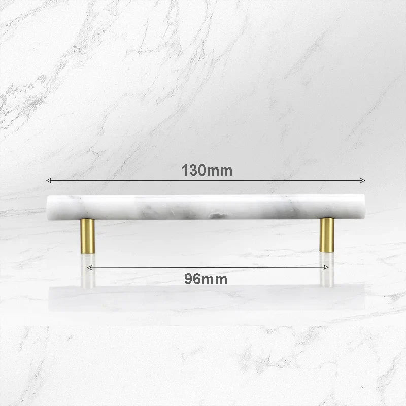 Green and White Marble Cabinet Handles – Luxury Brass-Based Pulls for Furniture (50mm-200mm)