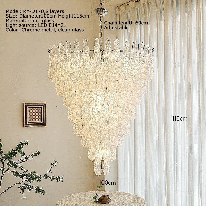 Villa Duplex Handmade Glass Pendant Light – Luxury High-Ceiling Chandelier