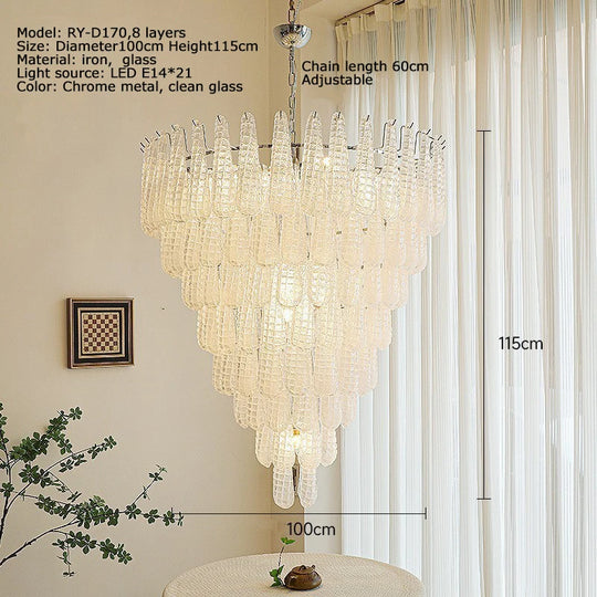Villa Duplex Handmade Glass Pendant Light – Luxury High-Ceiling Chandelier