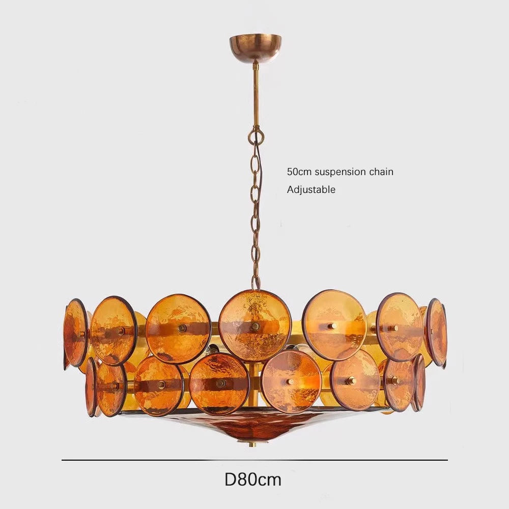 French Retro Colored Glass Pendant Light for Living & Dining Room