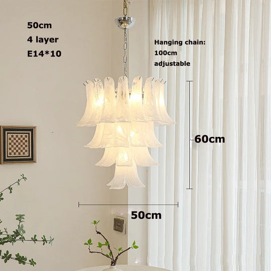 French Style Artistic Glass Pendant Chandelier – High-End Retro Staircase Light