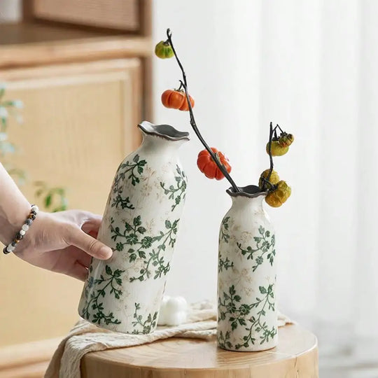 Crackle Glaze Ceramic Bud Vase for Tabletop Flower Decor