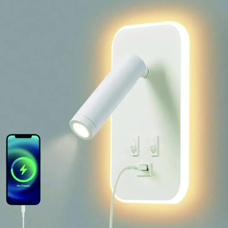 Minimalist LED Wall Lamp USB Rotating Bedside Light