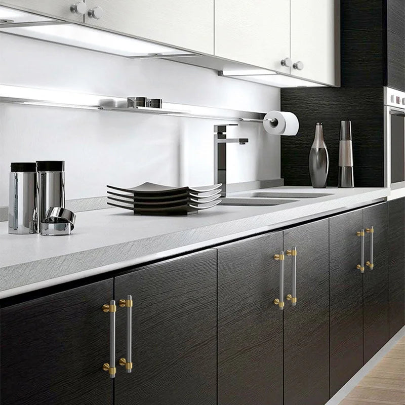 Nickel-Plated Brass Cabinet Handles – Gold and Matte Silver T-Bar Pulls