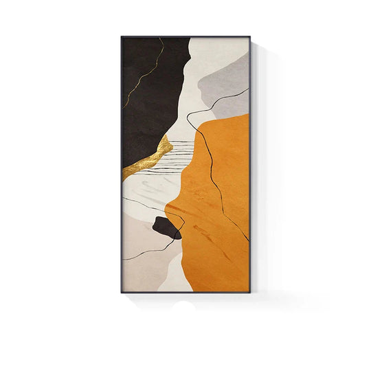 Colorful Golden Flash Geomorphic Abstract Canvas Wall Art Unframed