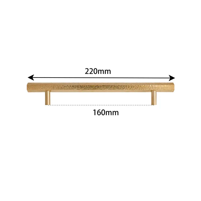 LUX Brass Hammered Hexagonal T-Bar Handles – Long Pulls for Cabinets and Wardrobes (600–1000mm)