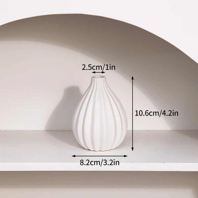 White Ceramic Vase Modern Minimalist Decorative Flower Vase