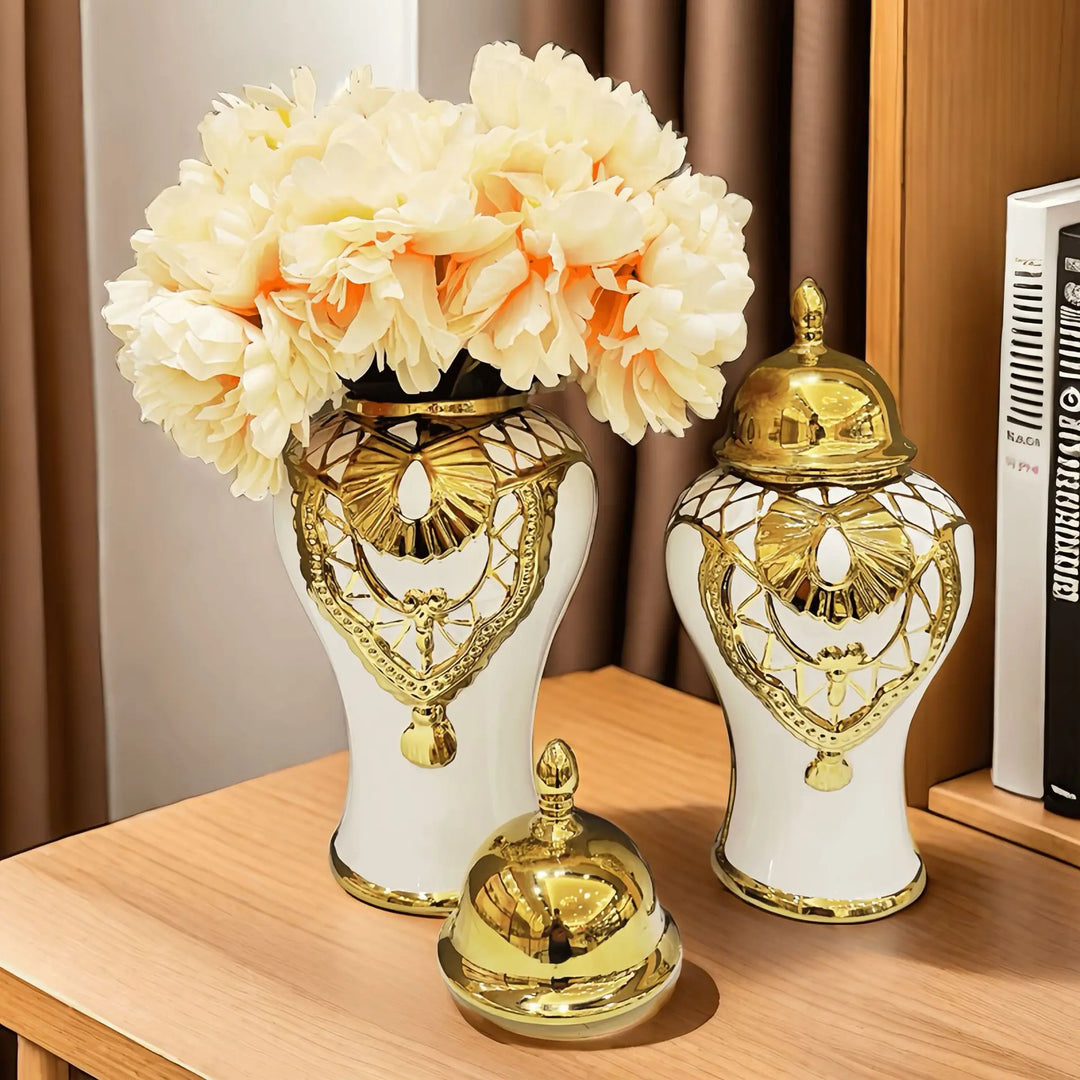 Ceramic Electroplated Flower Vase Tall Decorative Pot