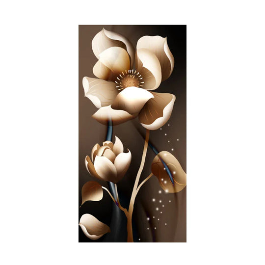 Modern Botanical Tropical Golden Leaves Canvas Wall Art Vertical