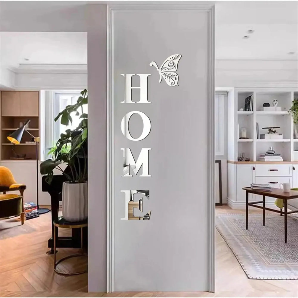 Home Logo 3D Mirror Wall Sticker for Entrance Decor