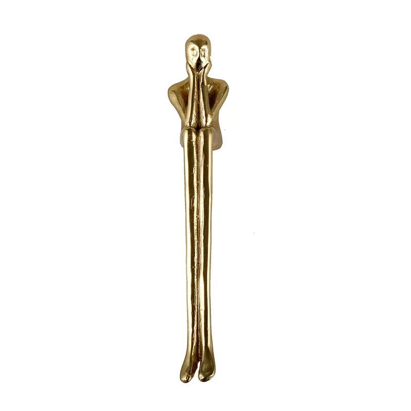Nordic Brass Humanoid Cabinet Handle – Modern Luxury Pulls for Wardrobes and Drawers