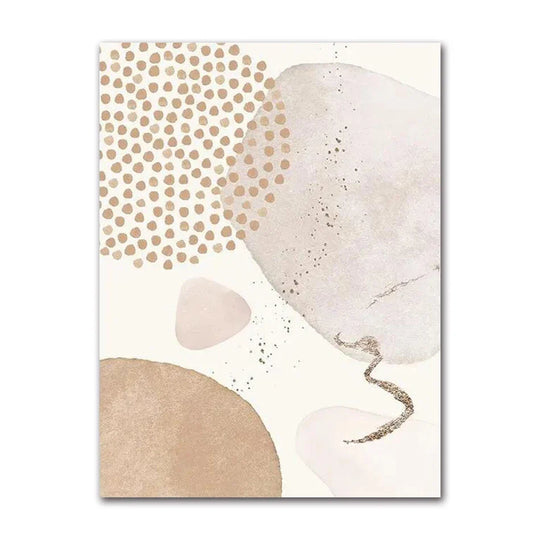 Neutral Beige Biomorphic Abstract Canvas Wall Art